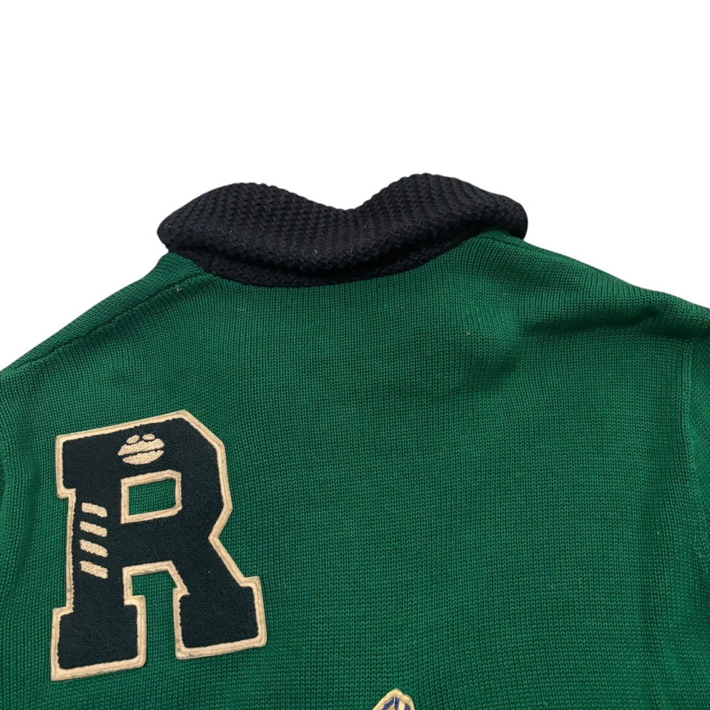 Polo Ralph Lauren Men Green Varsity Patch Shawl Cardigan Sweater 1XB Big & Tall - Picture 7 of 10